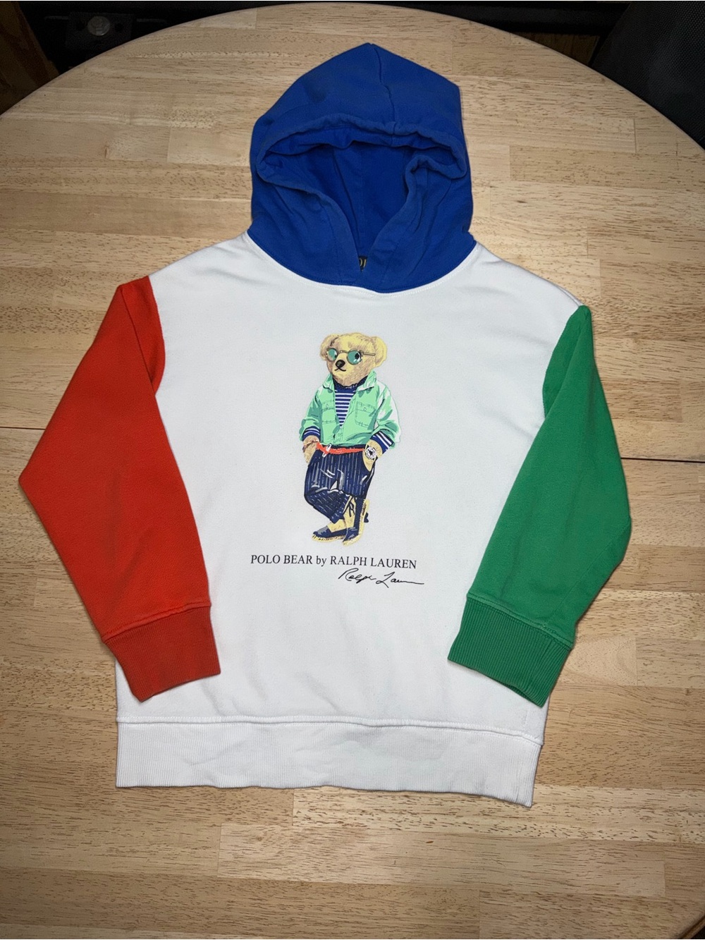 Polo Ralph Lauren Polo Bear Colorblock Hoodie Kids Size 7 Preppy Multicolor